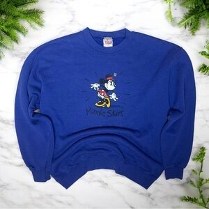 Vintage Disney Store Y2K Minnie Mouse Blue Crewneck Cozy Sweatshirt